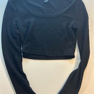 SHEIN Black Textured Long Sleeve Bodysuit